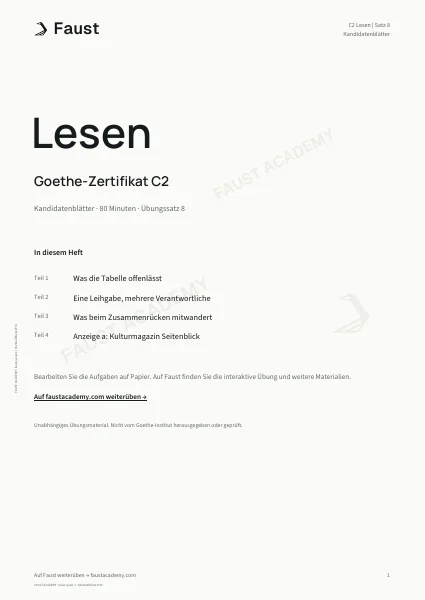 Goethe C2 Lesen · Übungssatz 08