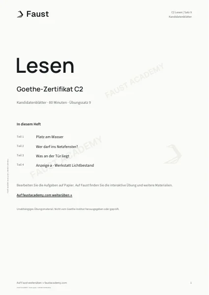 Goethe C2 Lesen · Übungssatz 09