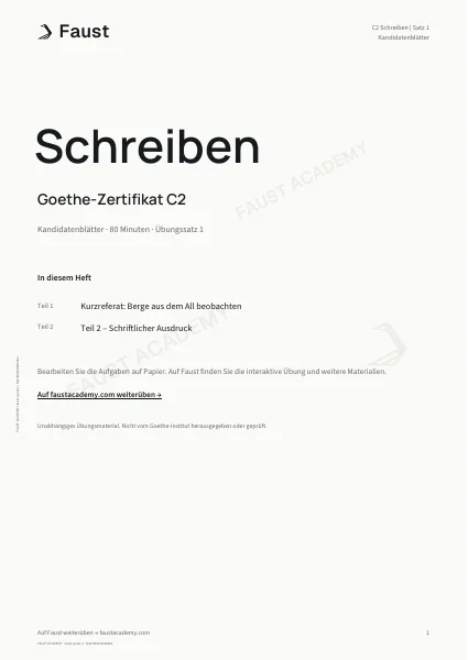 Goethe C2 Schreiben · Übungssatz 01