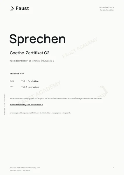 Goethe C2 Sprechen · Übungssatz 09