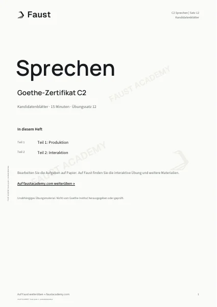 Goethe C2 Sprechen · Übungssatz 12