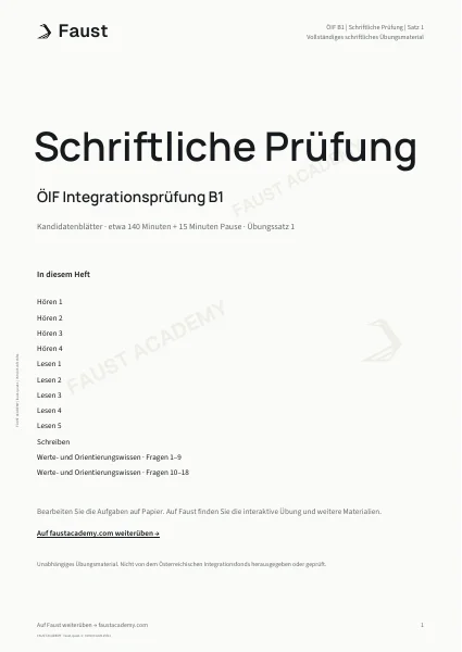 ÖIF B1 Schriftliche Prüfung · Übungssatz 01