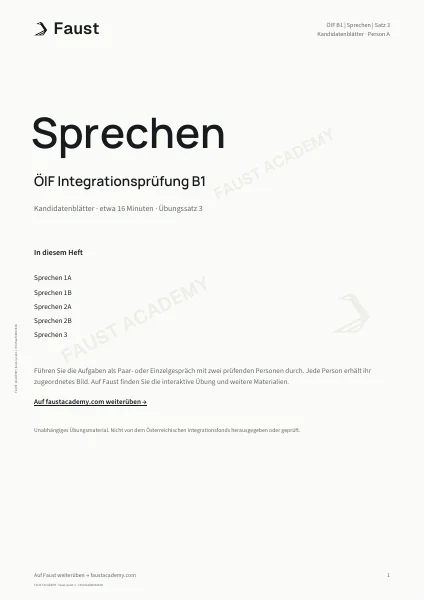 ÖIF B1 Sprechen · Übungssatz 03