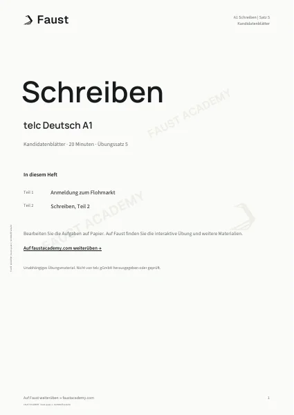 telc A1 Schreiben · Übungssatz 05
