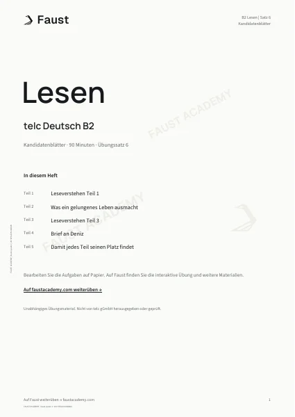 telc B2 Lesen · Übungssatz 06