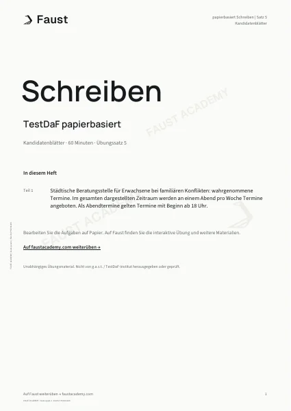 TestDaF Papierformat Schreiben · Übungssatz 05